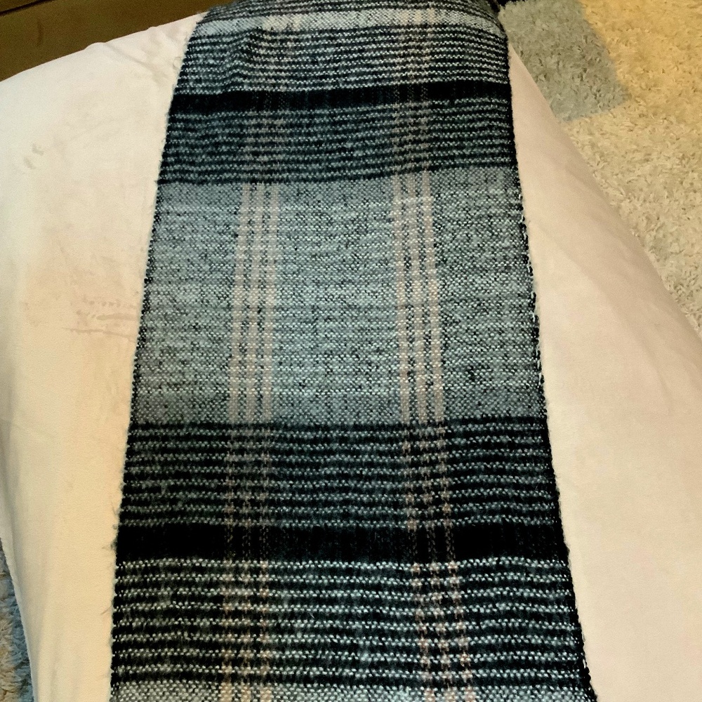 Blanket Scarf, Tan, Black, Grey & White Fringe Shaggy Alpine Outdoor Normcore